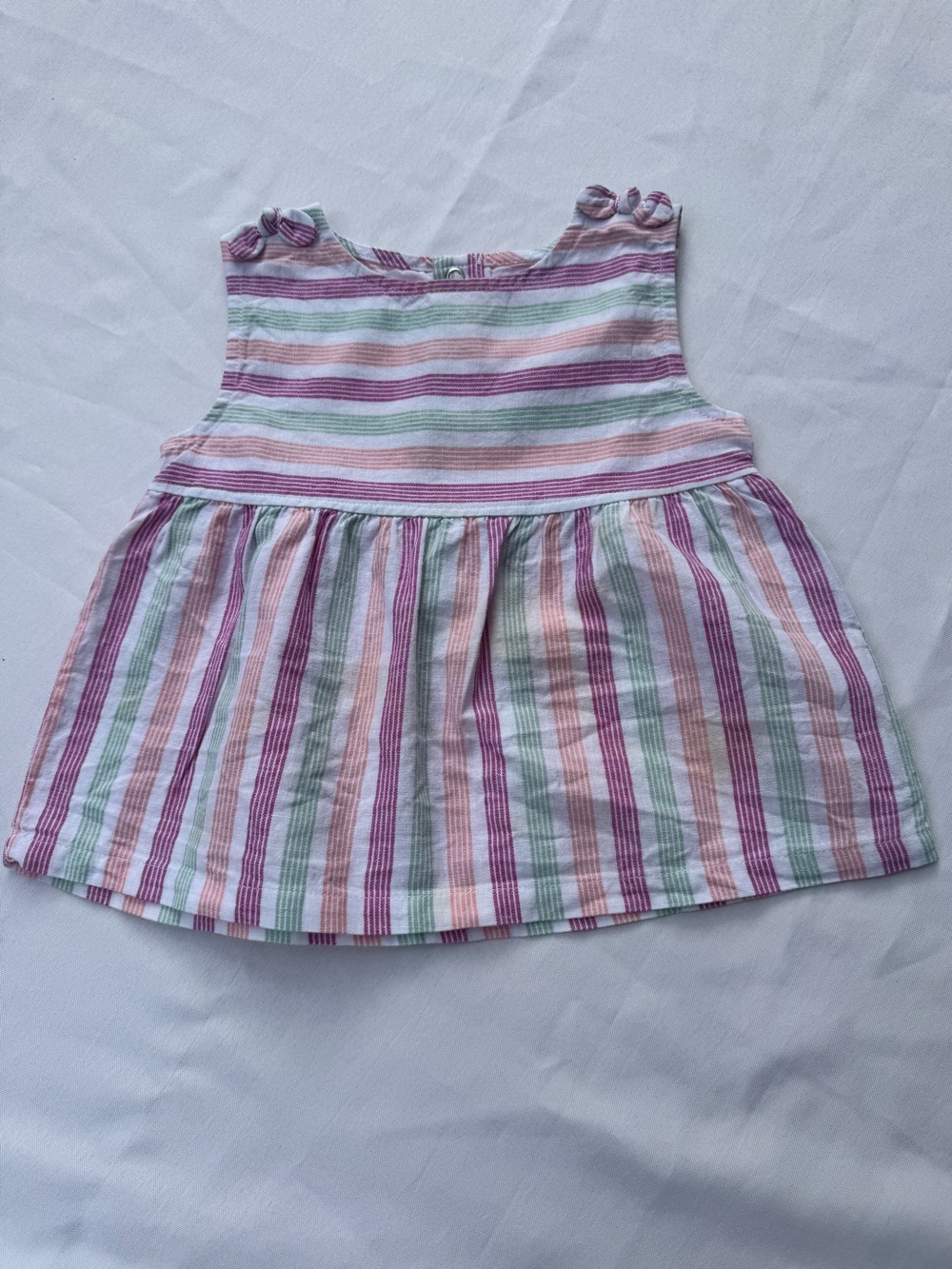 Carter's Pink Multi Striped Ruffle Tank Top Girls size 24 Months